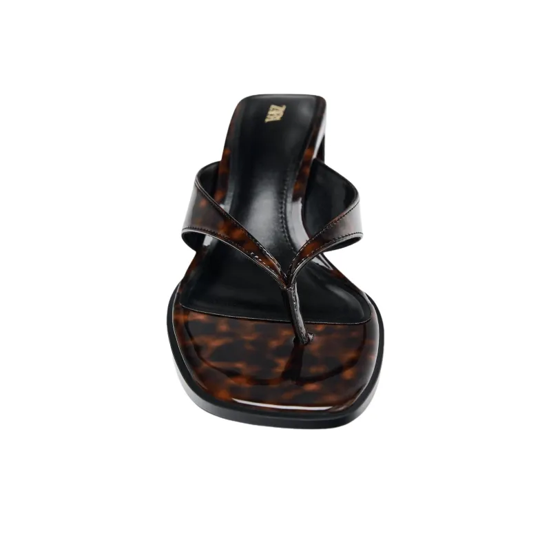 ZARA Slip Resistant Flip Flops Women's Black Brown-3