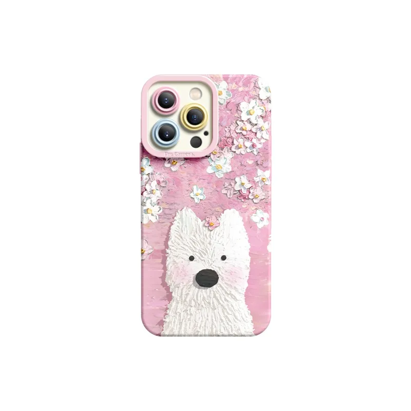 I Create My Art Silicone Material Spring West Highland Phone Case Compatible With Apple Collection Cute Style-3