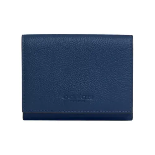 COACH Smooth Calf Leather Wallet Mini Men's Dark Blue