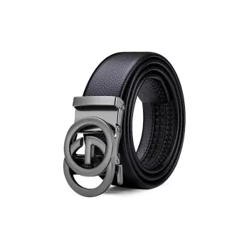 Cheekkiss Top Grain Cow Leather Belts Men's Gunmetal Silver 3.5cm