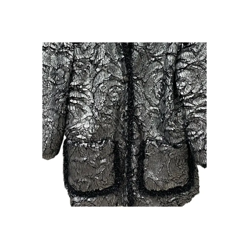 CHANEL Velvet feel Coat Women's Gray-2