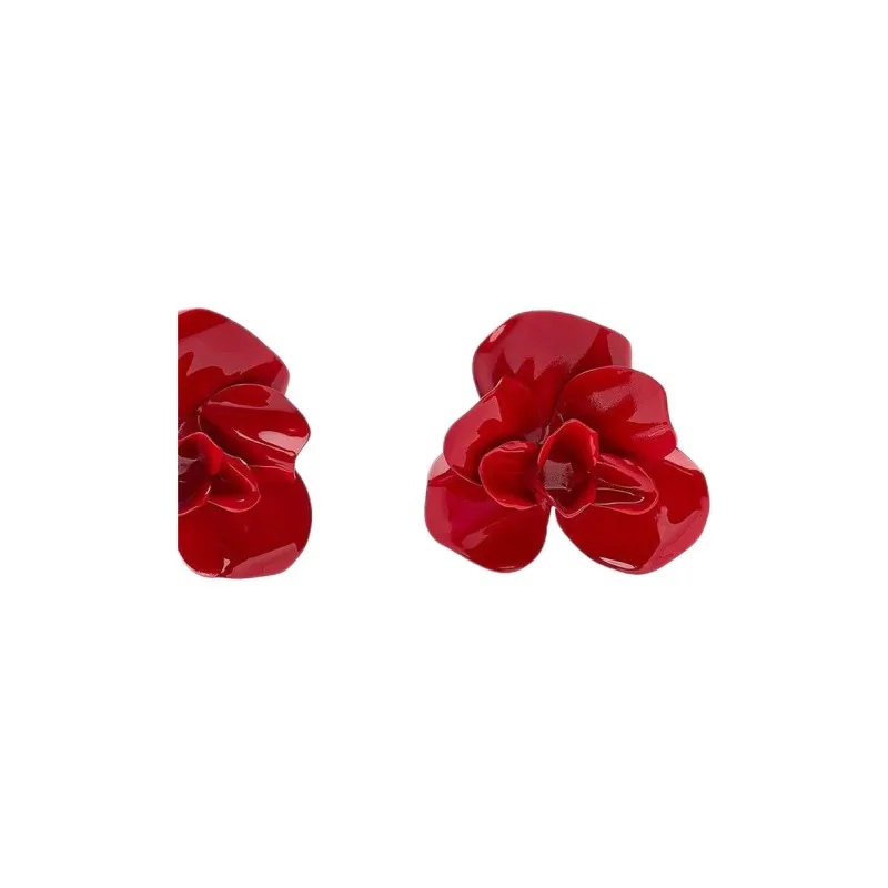 ZARA Brass Earrings Women's Red-2