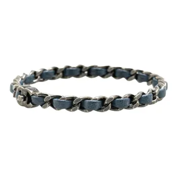 CHANEL 2012 Plated Leather Woven Chain Cc Turnlock Bracelet Costume Bracelet