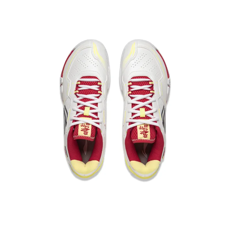LiNing Cushioned Slip-Resistant Abrasion-Resistant Low-Top Badminton Shoes Unisex Gray Red-3