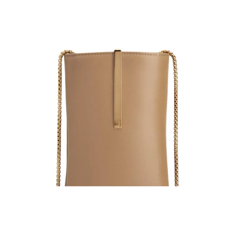 TOD'S Cow Leather Cell Phone Pouch Medium Size Women's Beige Yellow-3