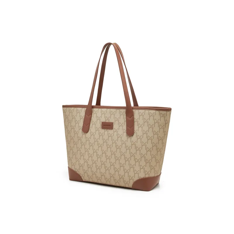 Old Man's Head Synthetic Leather Tote Bag Shopping Bag Shoulder Bags Women's Coffee Brown/Khaki-2