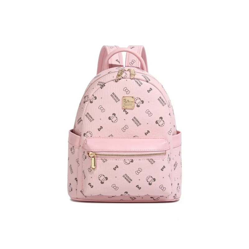 Disney Minnie Series PVC Polyvinyl Chloride University Student Small Backpack Women's Pink/Ecru-1