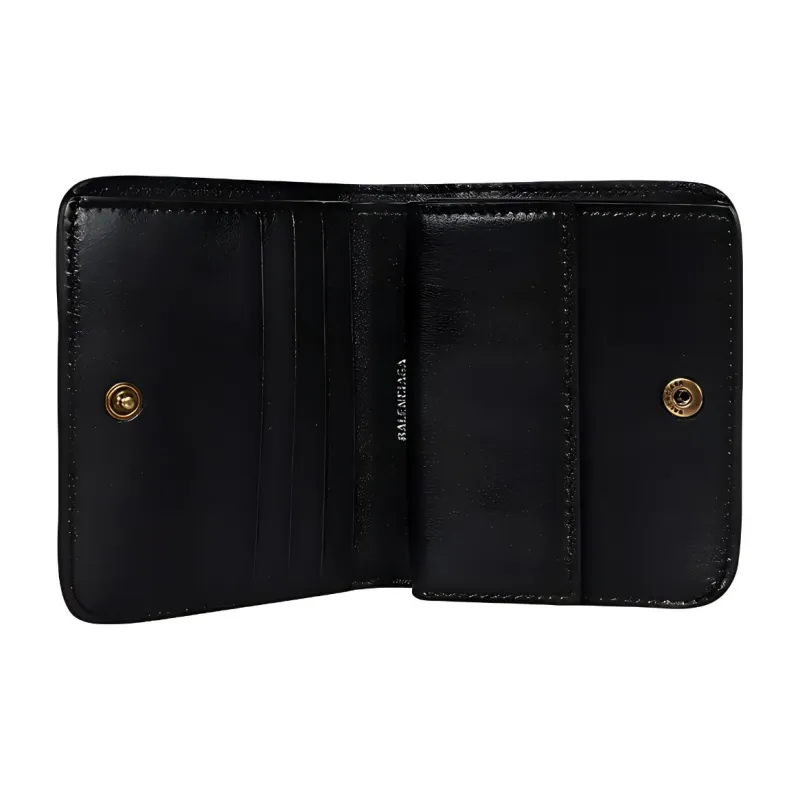 Balenciaga Leather Clutch Coin Purse Regular Women's Black-2