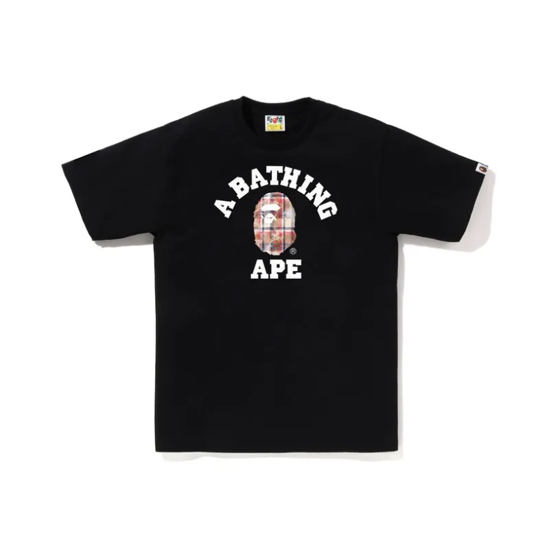 A BATHING APE ® Bleach Bape Check College T shirt-0