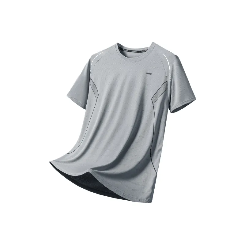 BAGE Versatile Solid Color Ice Silk Short Sleeved T Shirts Unisex-10