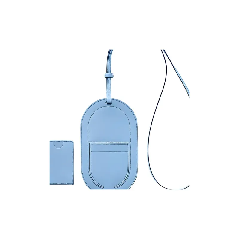 HERMES In The Loop Mysore Goat Skin One Shoulder Crossbody Cell Phone Pouch Large Size Women's Sky Blue/Heart Red-3