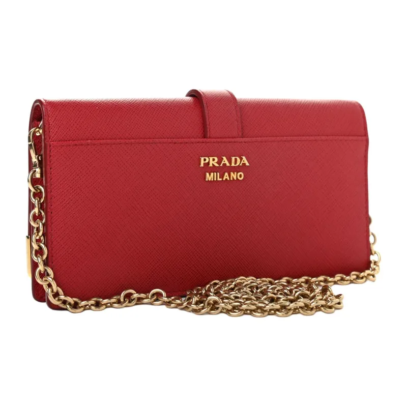 PRADA Cahier Leather Shoulder Bag Mini Women's Red-1