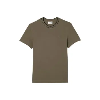 LACOSTE Stripe Collar Piqué Short Sleeved T Shirt