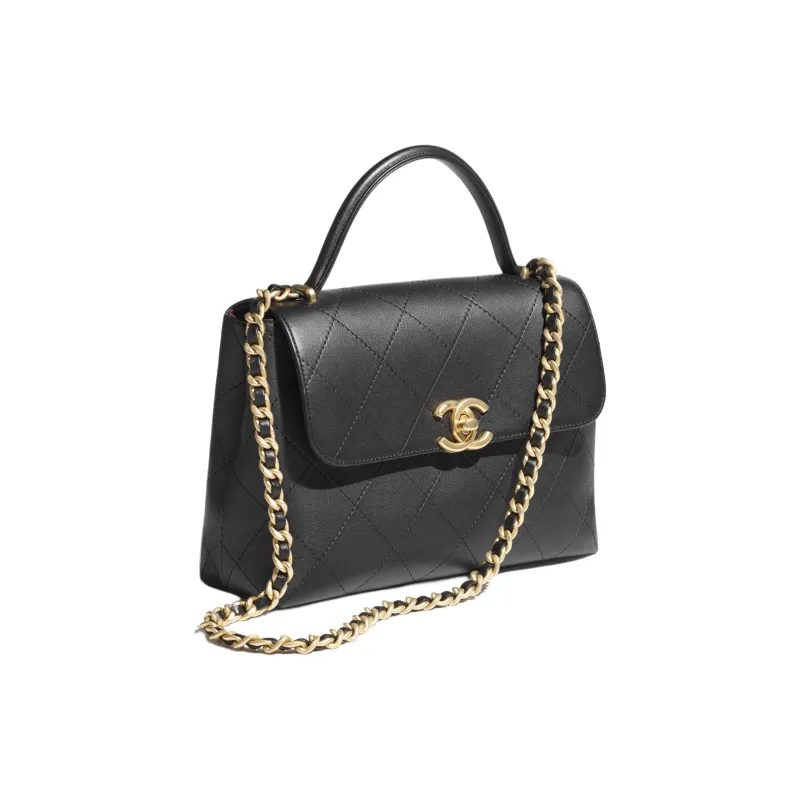 CHANEL Calfskin Flap Bag, Shoulder Bag, Crossbody Bag, Handbag Tubas Women's Black-1