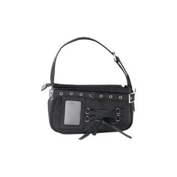 Rosyposy Satin With PVC Handbag Shoulder Bag Regular Women's Black/White