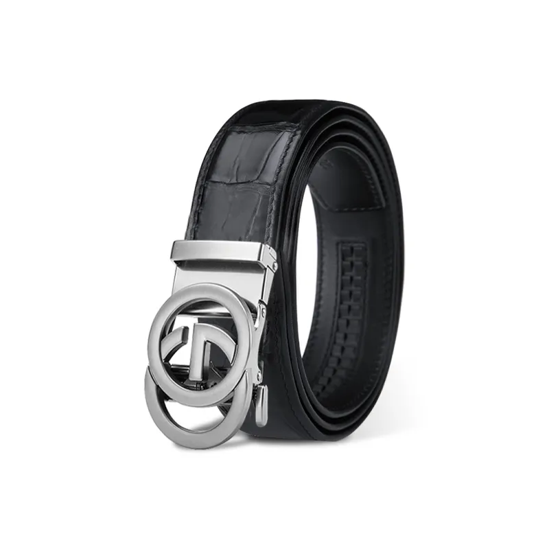 Cheekkiss Top Grain Cow Leather Belts Men's Gunmetal Silver 3.5cm-7