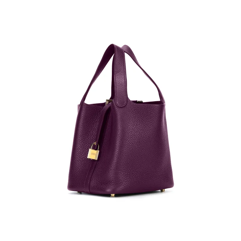 HERMES Picotin Lock Maurice Bullock Leather Bucket Bag Handbag 22 Women's P9 Anemone Sea Anemone Purple-1