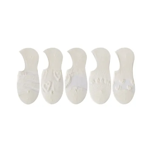 Top Melon No Show Socks Women's 5 Pack White Shades