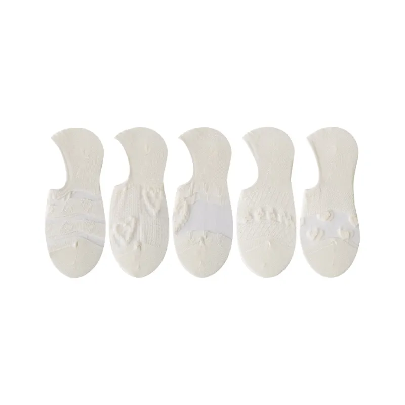 Top Melon No Show Socks Women's 5 Pack White Shades-0