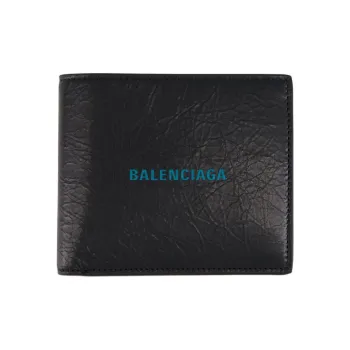Balenciaga Cash Calfskin Wallet Men's Black & Blue