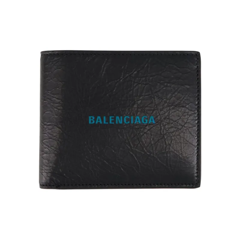 Balenciaga Cash Calfskin Wallet Men's Black & Blue-0
