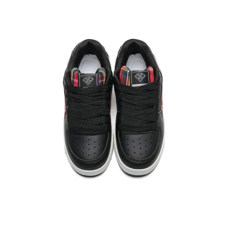 UNIITY Anti Slip Wear Resistant Lightweight Breathable Height Increasing Low Top Skateboard Shoes Women's Black Red-14