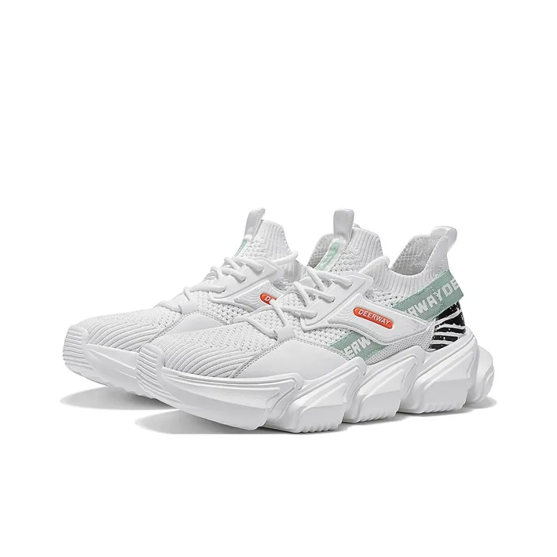 DEERWAY Anti Slip And Wear Resistant Height Increasing Low Top Chunky Sneakers Men's White-1