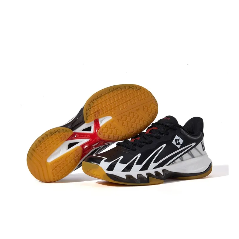 KUMPOO Cushioning Support Balance Low Top Badminton Shoes Unisex Black-3