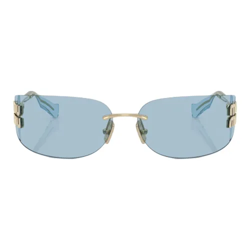 MIU MIU Metal Irregular Shape Sunglasses Women's Gold