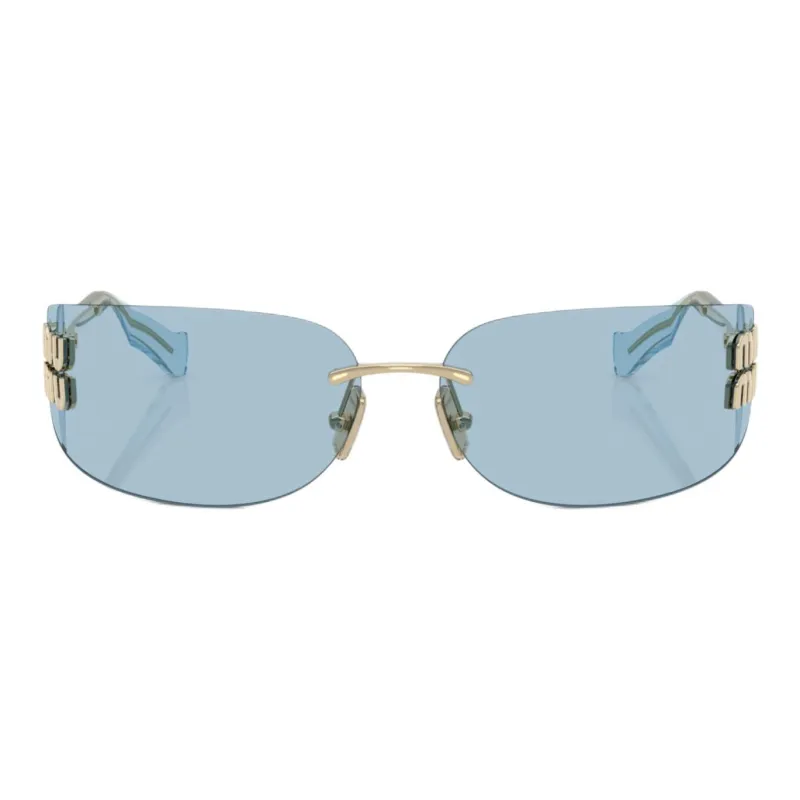 MIU MIU Metal Irregular Shape Sunglasses Women's Gold-0
