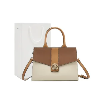 Old Man's Head Synthetic Leather Handbag Women's Ecru/Gray