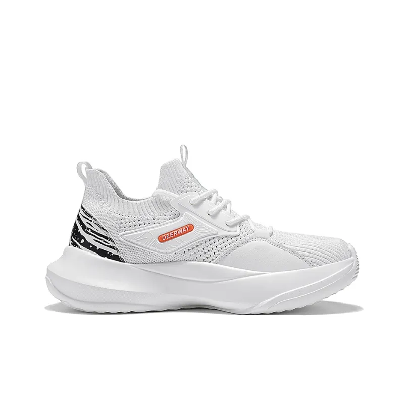 DEERWAY Anti Slip And Wear Resistant Height Increasing Low Top Chunky Sneakers Men's White-4