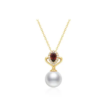 ME LUXE Pearl Pendant Waterdrop Shape Garnet Classic And Versatile Elegant Fashion Women's