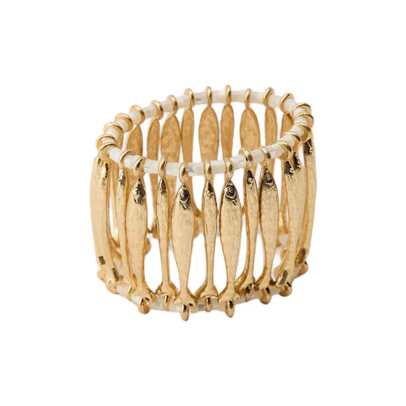 ZARA Zinc Shell Acrylic Plastic Bracelets Women's Gold-1