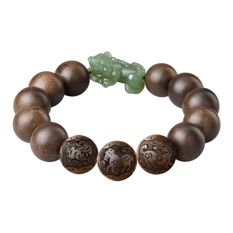 Moonstone Edge Agarwood Precious Wood Bracelets Men's-1
