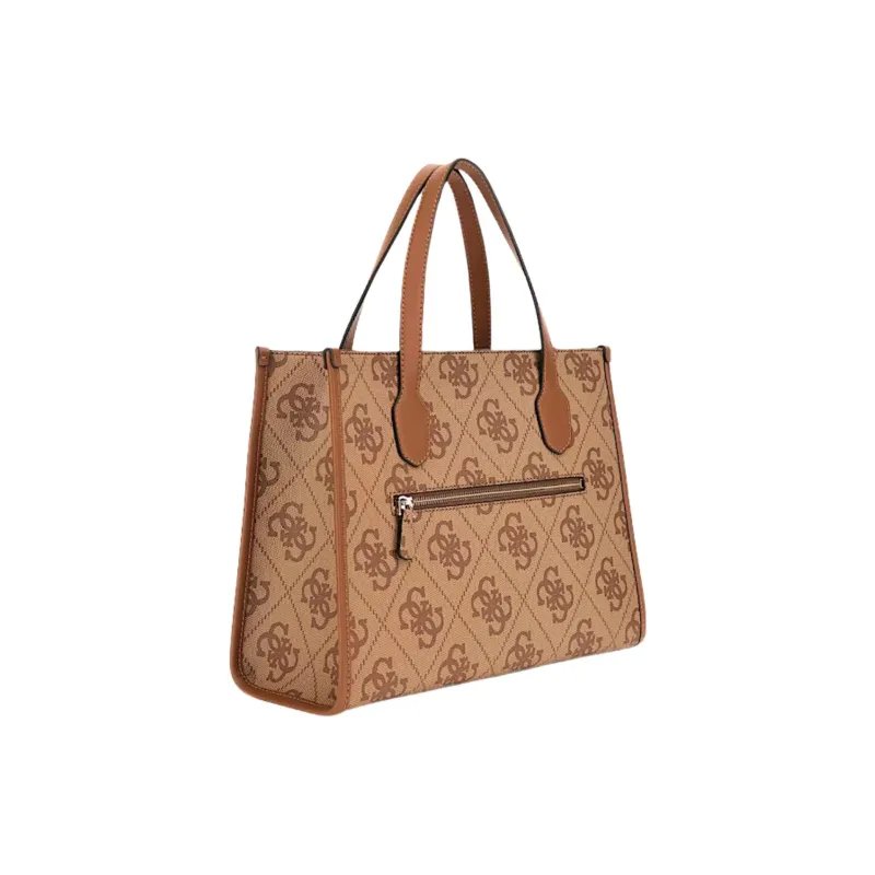 GUESS Polyurethane Tote Bag Shopping Bag Handbag Large Size Women's Brown-1