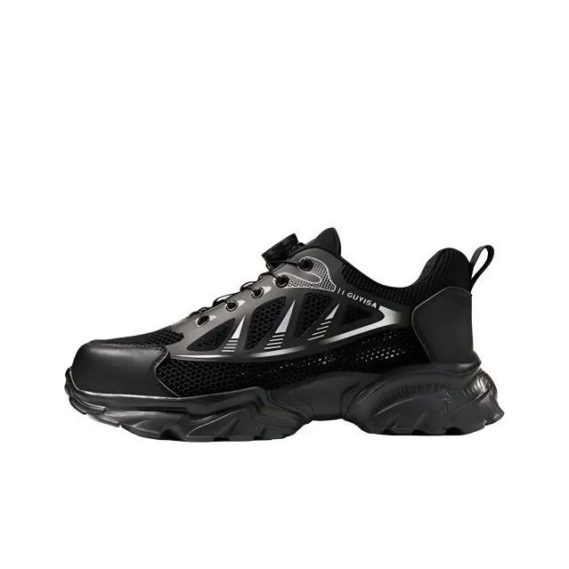 GUYISA Slip Resistant, Abrasion Resistant, Breathable Low Top Chunky Sneakers Unisex Black-0