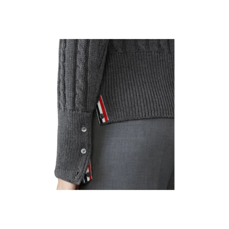 THOM BROWNE RWB stripe Cable knit Jumper-5