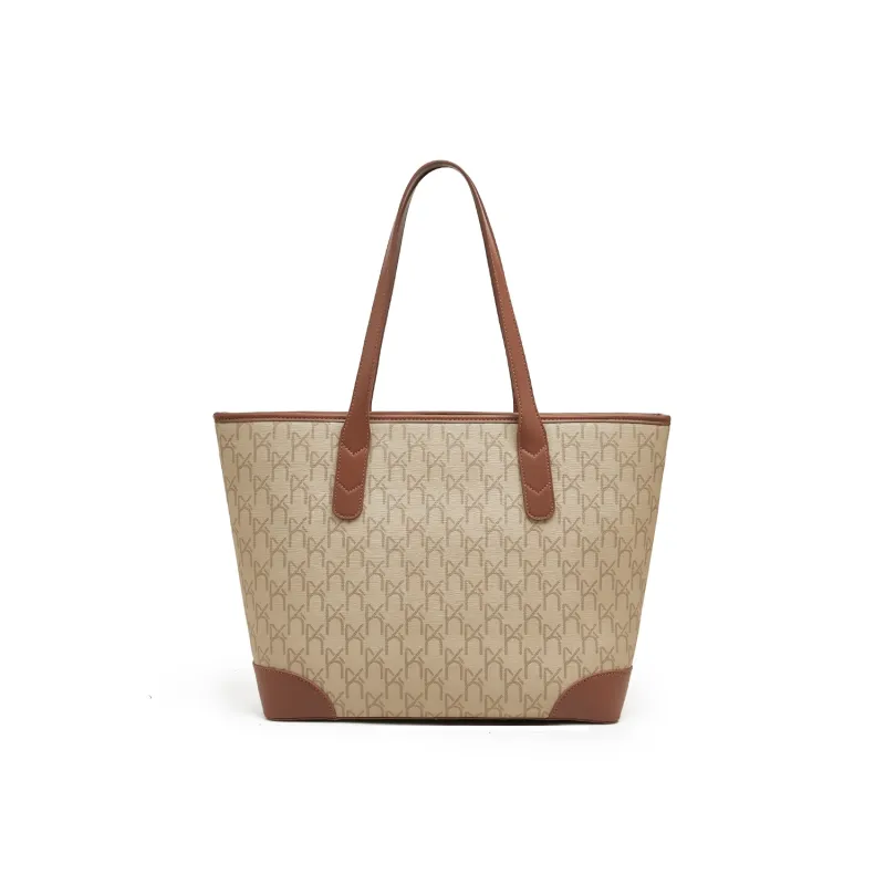 Old Man's Head Synthetic Leather Tote Bag Shopping Bag Shoulder Bags Women's Coffee Brown/Khaki-3