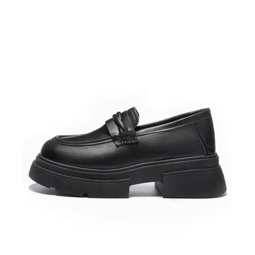 Medd Ballet Flats Loafers Medium Heel Women's Black