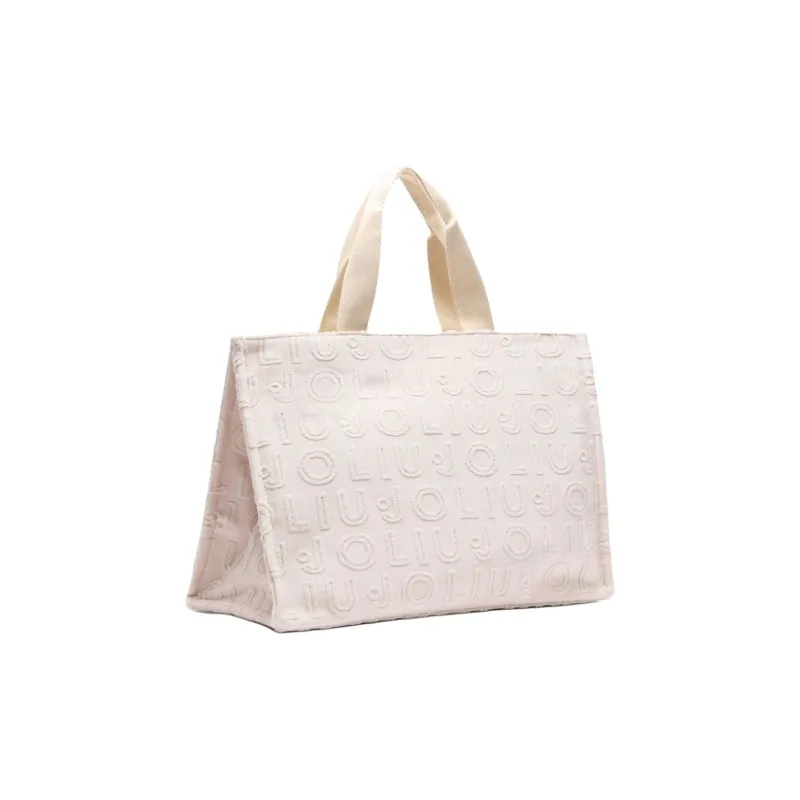 LIU·JO Cotton Tote Bag, Shopping Bag, Shoulder Bag, Handbag Women's Champagne-1