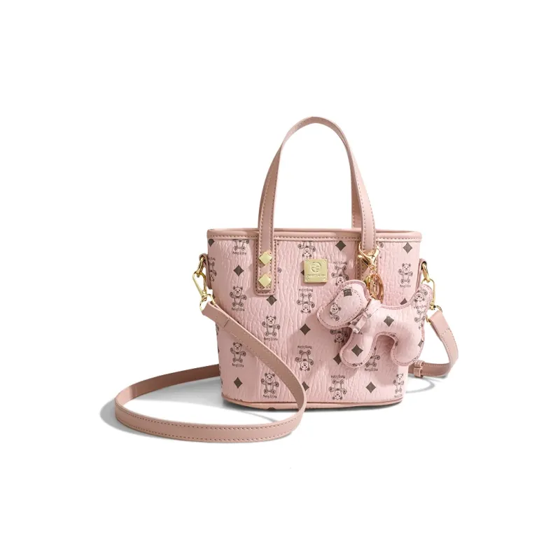 CLEVER& KETCH PU Tote Shoulder Bag, Crossbody Bag, Handbag Women's Apricot/Pink/Brown-5