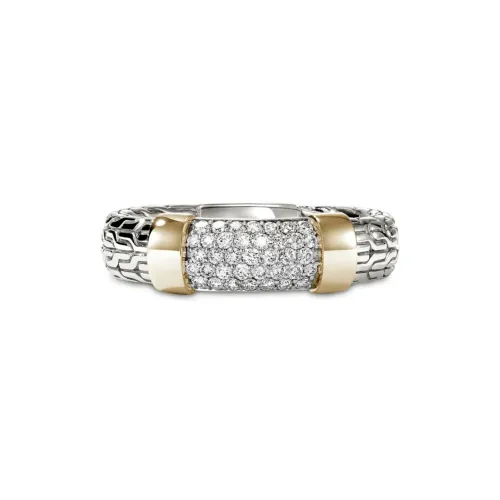 John Hardy 14K Yellow Gold And Sterling Silver Diamond Pavé Ring