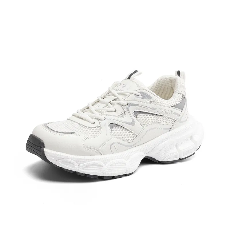 JOSINY Chunky Sneakers Women's Low Top Beige Gray/Champagne Gold-0