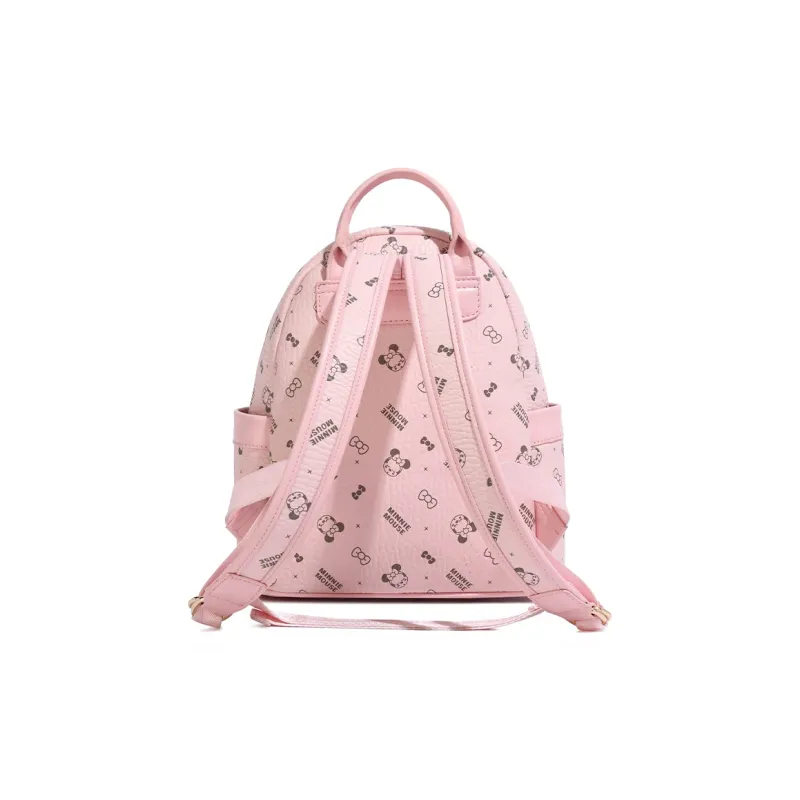Disney Minnie Series PVC Polyvinyl Chloride University Student Small Backpack Women's Pink/Ecru-4