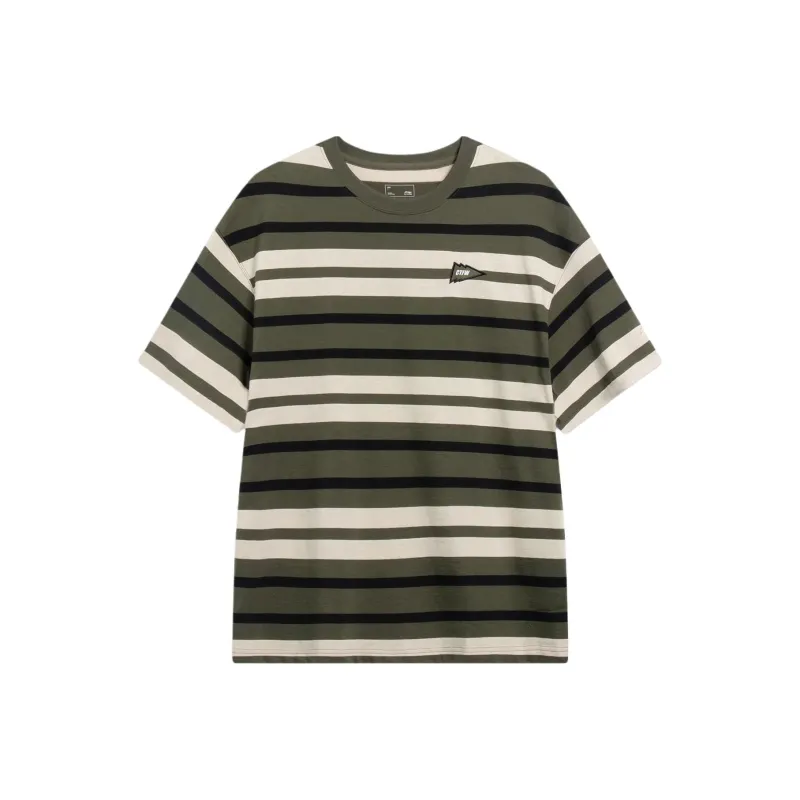 LiNing CF Tracing Drop Shoulder Sleeve T Shirt Unisex Open Country Stripes-0
