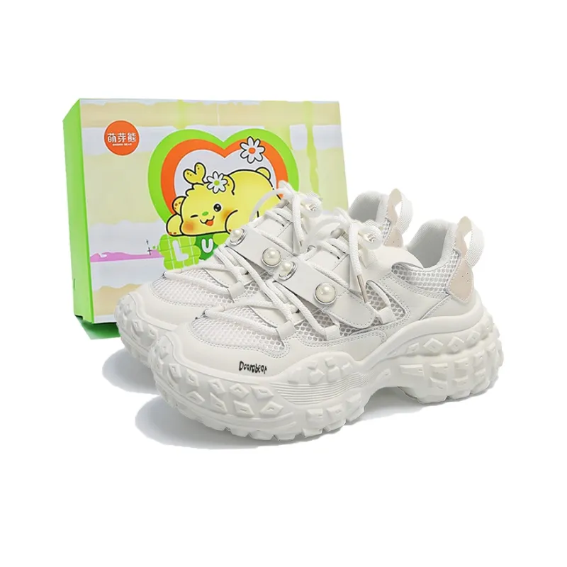 Budding Bear Slip Resistant, Abrasion Resistant, Breathable, Height Increasing Low Top Chunky Sneakers Women's-5