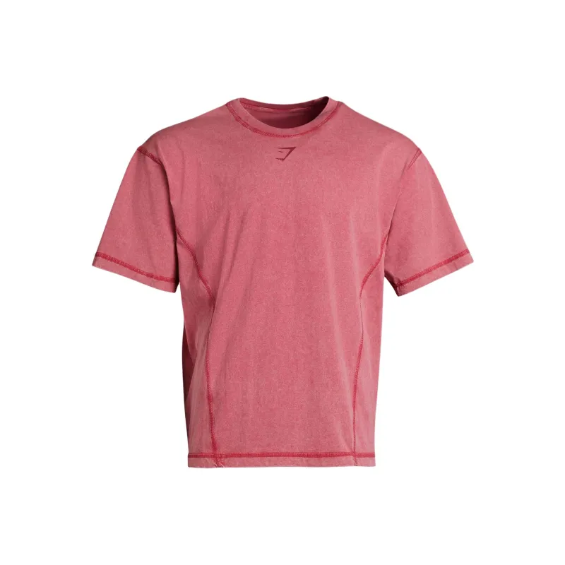 GYMSHARK HERITAGE WASHED T SHIRT T Shirt Men's Vintage Pink-0