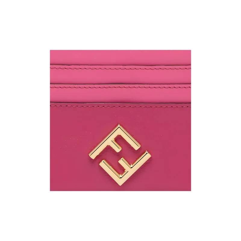 FENDI Calfskin Card Holder Women's Fuchsia/Dark Pink-4