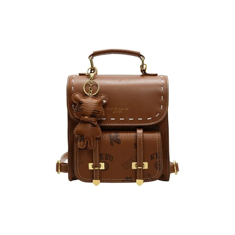 TTaG．baG PU Backpack Regular Women's Brown/Pink/Black/Brown & Ecru-0